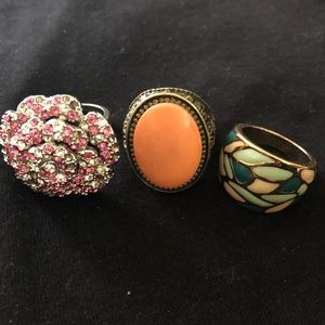 3 rings and one homemade bracelet